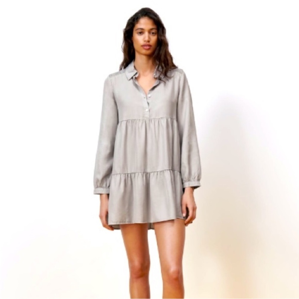Zara Grey Tiered Mini Dress - Picture 1 of 7